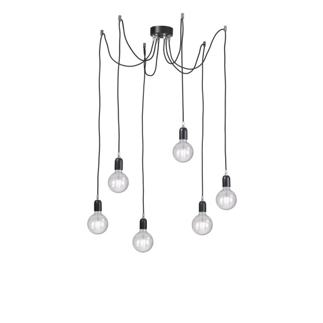 Rossini Erkel ERK003 : suspension moderne avec câble en tissu coloré, six ampoules