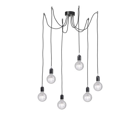 Rossini Erkel ERK003 : suspension moderne avec câble en tissu coloré, six ampoules