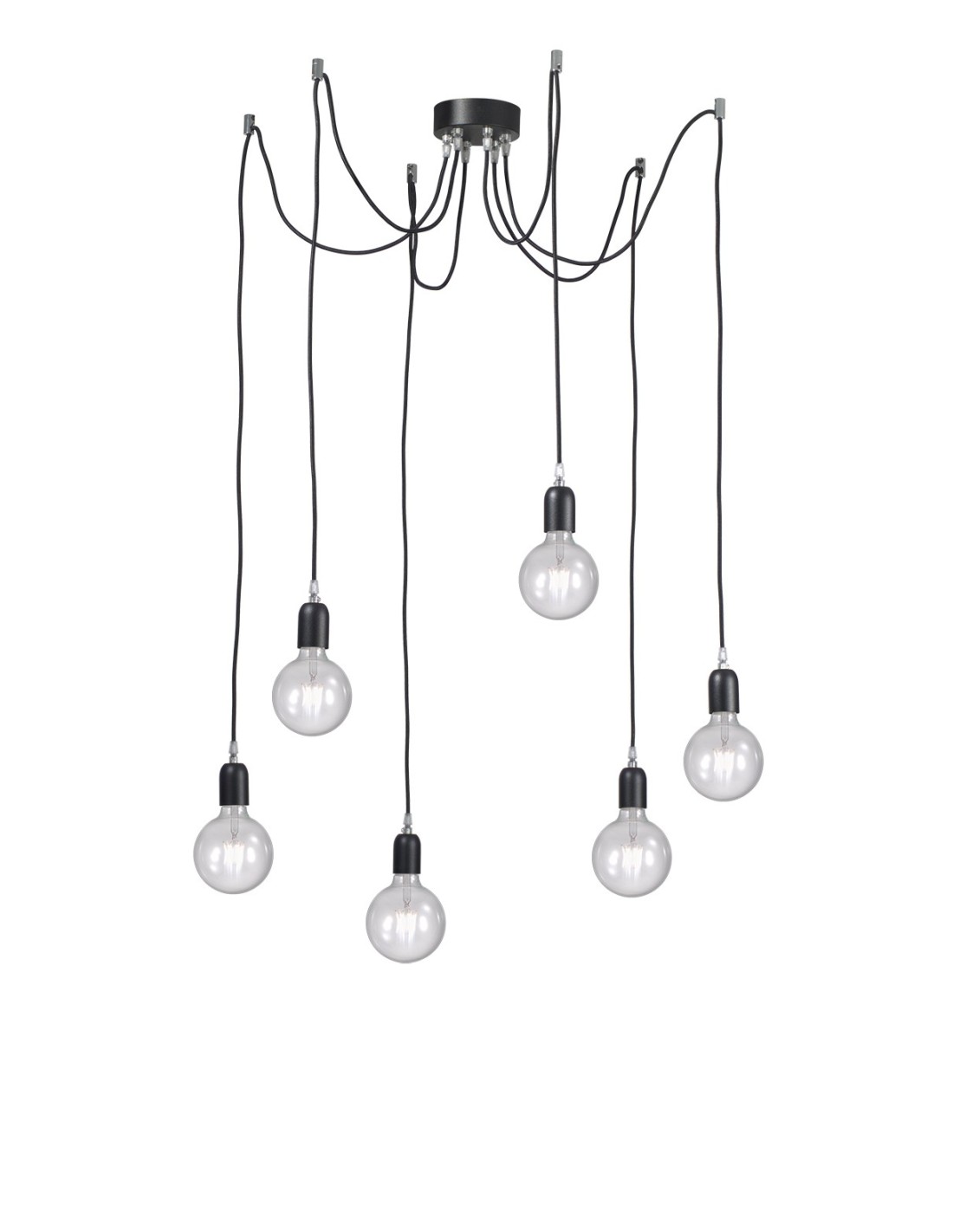 Rossini Erkel ERK003 : suspension moderne avec câble en tissu coloré, six ampoules