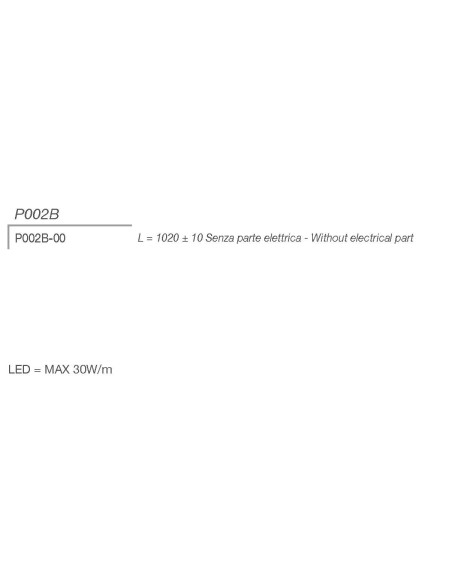 P002B di 9010 100 cm profilo per strisce led in alumite
