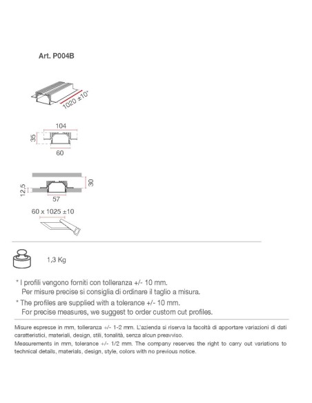 P004B di 9010 profilo in alumite per strip led 100 cm