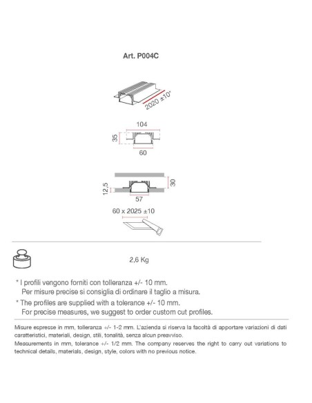 P004B di 9010 profilo in alumite per strip led 100 cm