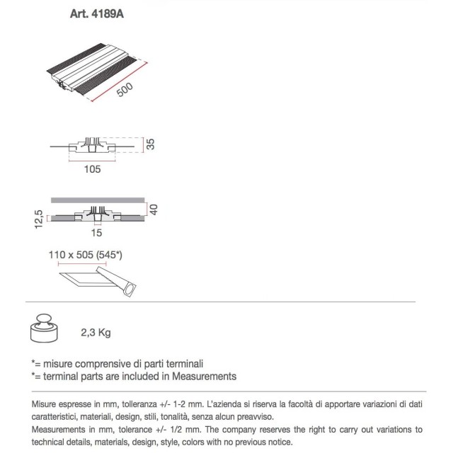 4189A di 9010 profilo da incasso per strisce led