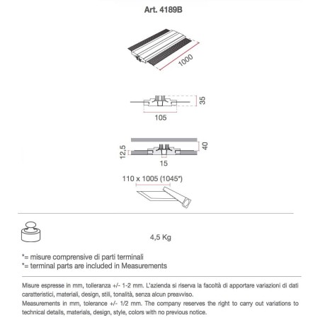 4189A di 9010 profilo da incasso per strisce led