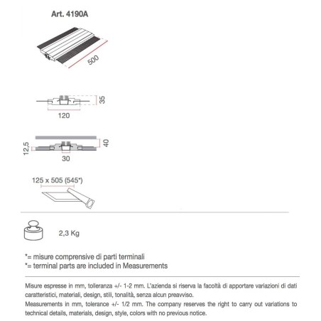 4190A di 9010 profilo da incasso per strisce led 50 cm