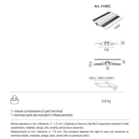 4190B di 9010 profilo da incasso per strisce led 50 cm