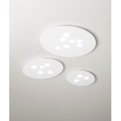 Luna pg GeaLuce : plafonnier LED moderne 60 x 72,5 cm, blanc ou taupe