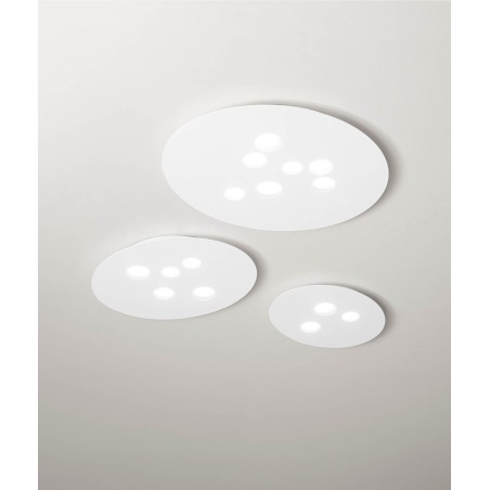 Luna pg GeaLuce : plafonnier LED moderne 60 x 72,5 cm, blanc ou taupe