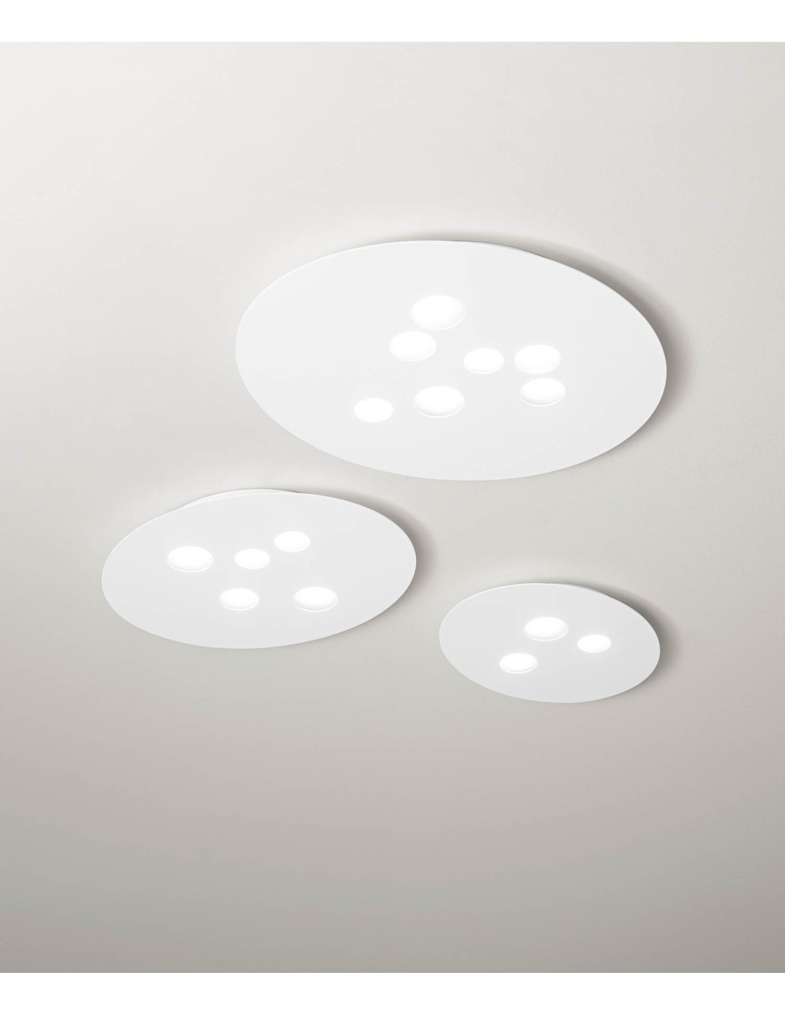 Luna pg GeaLuce : plafonnier LED moderne 60 x 72,5 cm, blanc ou taupe