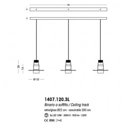 Cangini & Tucci AUF TUBA 1407.120.3L lampadario moderno LED con binario a soffitto
