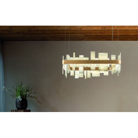 MASIERO Honicè S80 lampadario quadrato led in Honice e metallo