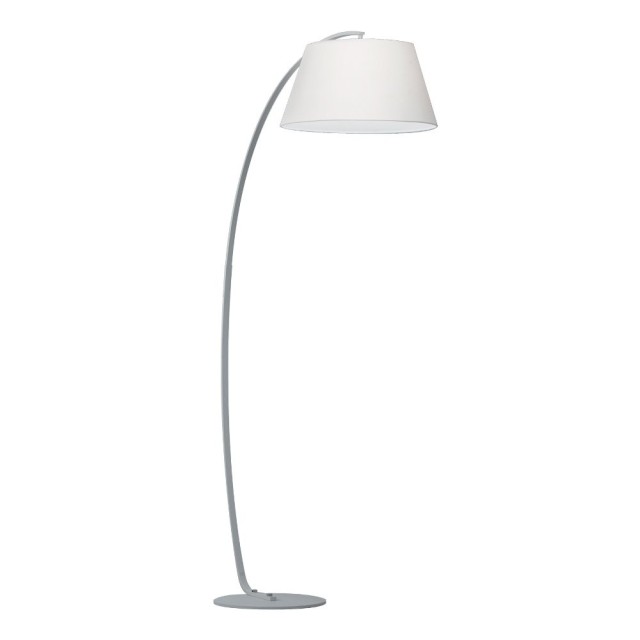 Ideal Lux Pagoda PT1 : lampadaire courbé avec abat-jour blanc